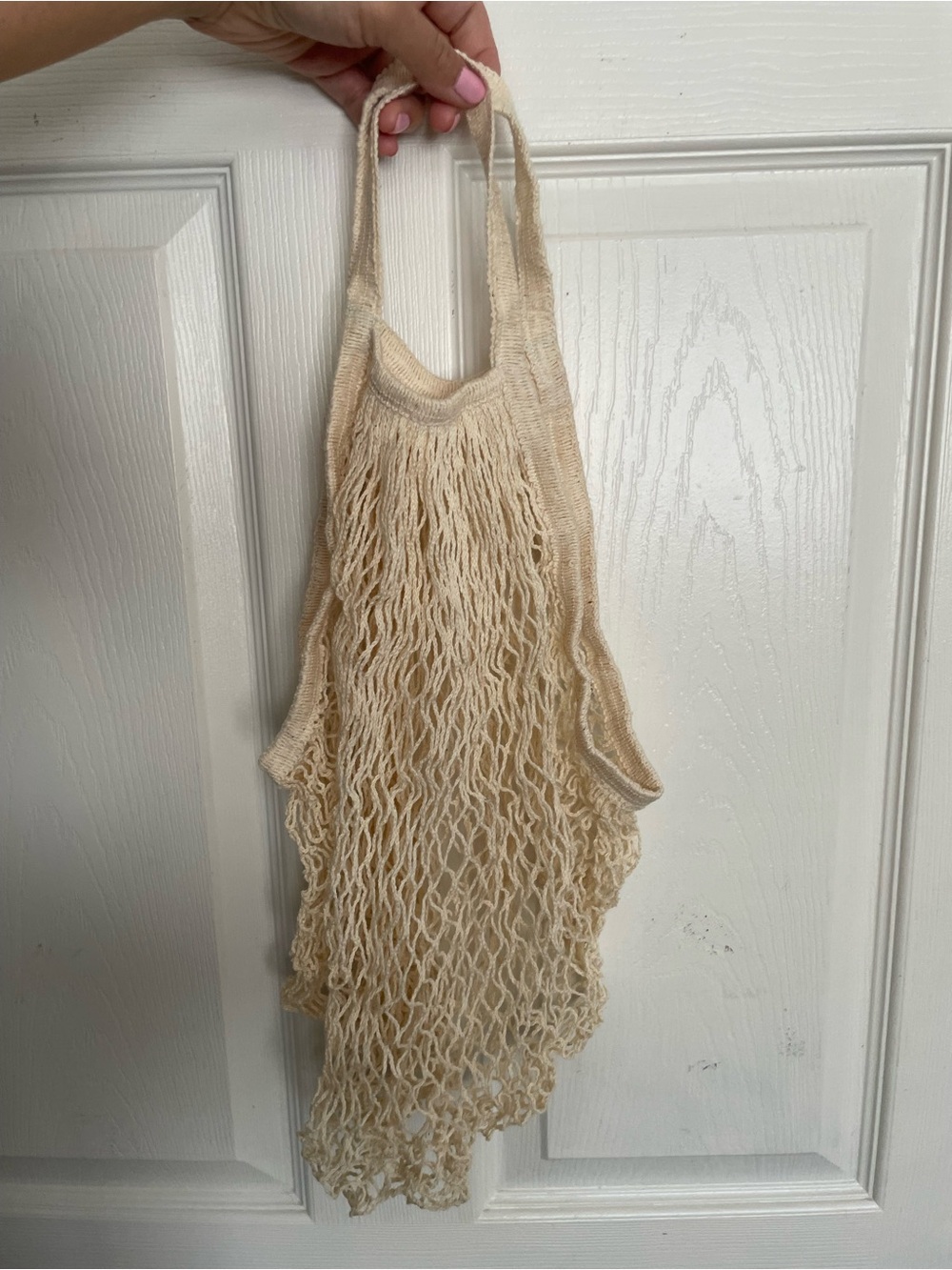 Summer/Grocery Beige Crochet Bag - Natural Beige Cotton/Ramie Blend